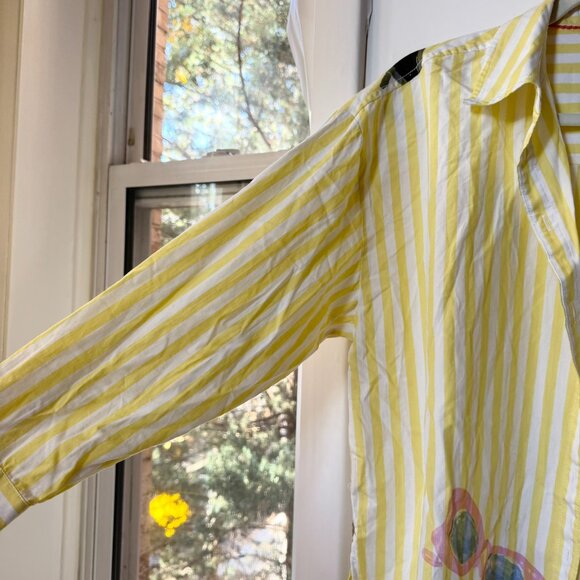 Anthropologie Maeve Bennet Button Down Shirt Novelty Striped Sunglasses Medium - Picture 5 of 12